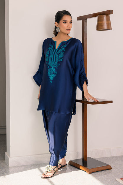Deepak Perwani | Eid Edit 25 | Kut331 M Blue Sheesha Silk
