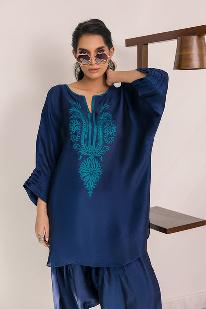 Deepak Perwani | Eid Edit 25 | Kut331 XL Blue Sheesha Silk