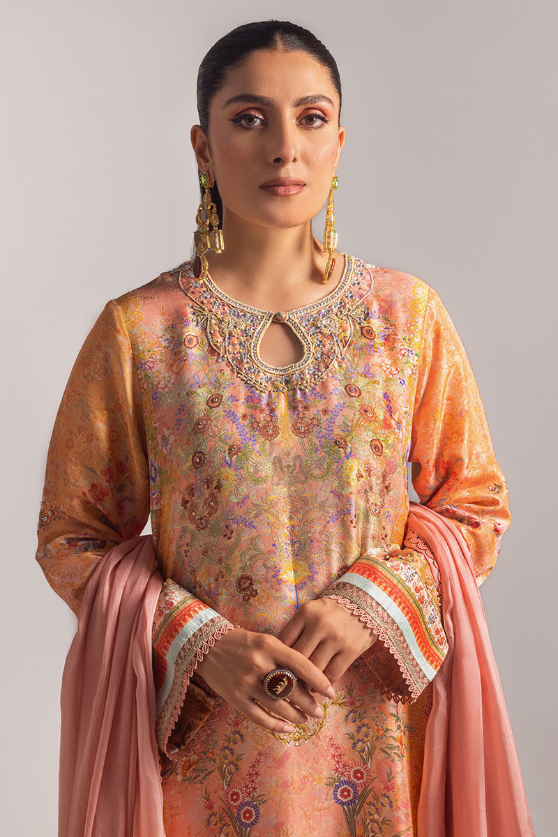 Ansab Jahangir | Digital Silk | Elora Shirt and Dupatta - Pakistani Designer Dress - by Ansab Jahangir - Type : Ladies Clothes - 100% Original at Saira Sultan