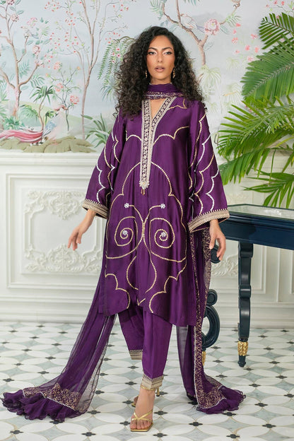 Annus Abrar | Sehr Eid Luxe | Izali Aubergine S Dark Purple Pure Silk