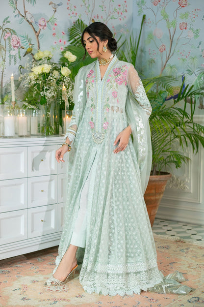 Annus Abrar | Sehr Eid Luxe | Leia L Ice Blue Embosse Organza