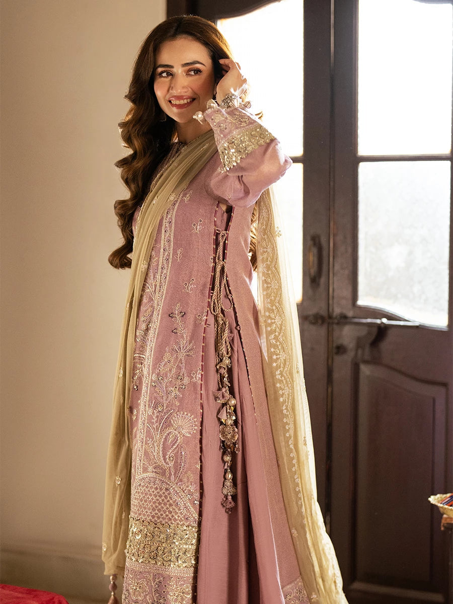 Salitex | Signature Festive Chiffon | SUNW6JI047UT M Pinkish Gray Khaddi Net