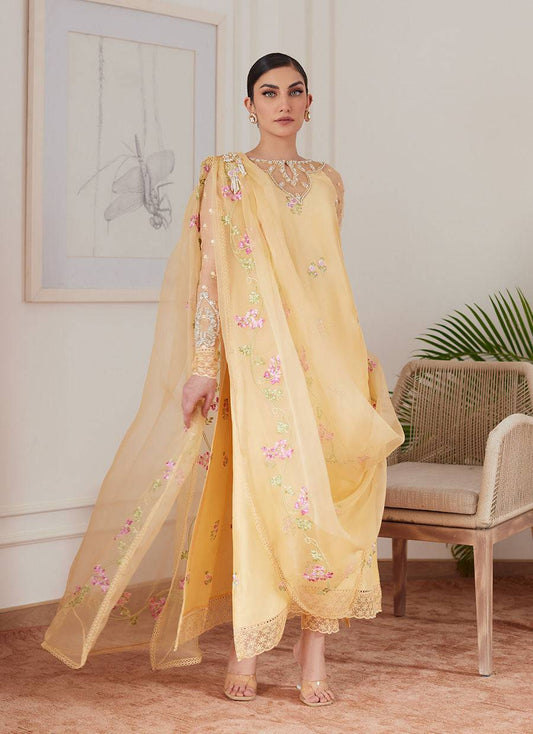 Farah Talib Aziz | Luna Eid Collection 24 | CYRILLA PALE YELLOW - Pakistani Designer Dress - by Farah Talib Aziz | Type: Luxury - 100% Original at Saira Sultan