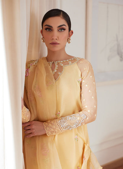 Farah Talib Aziz | Luna Eid Collection 24 | CYRILLA PALE YELLOW - Pakistani Designer Dress - by Farah Talib Aziz | Type: Luxury - 100% Original at Saira Sultan