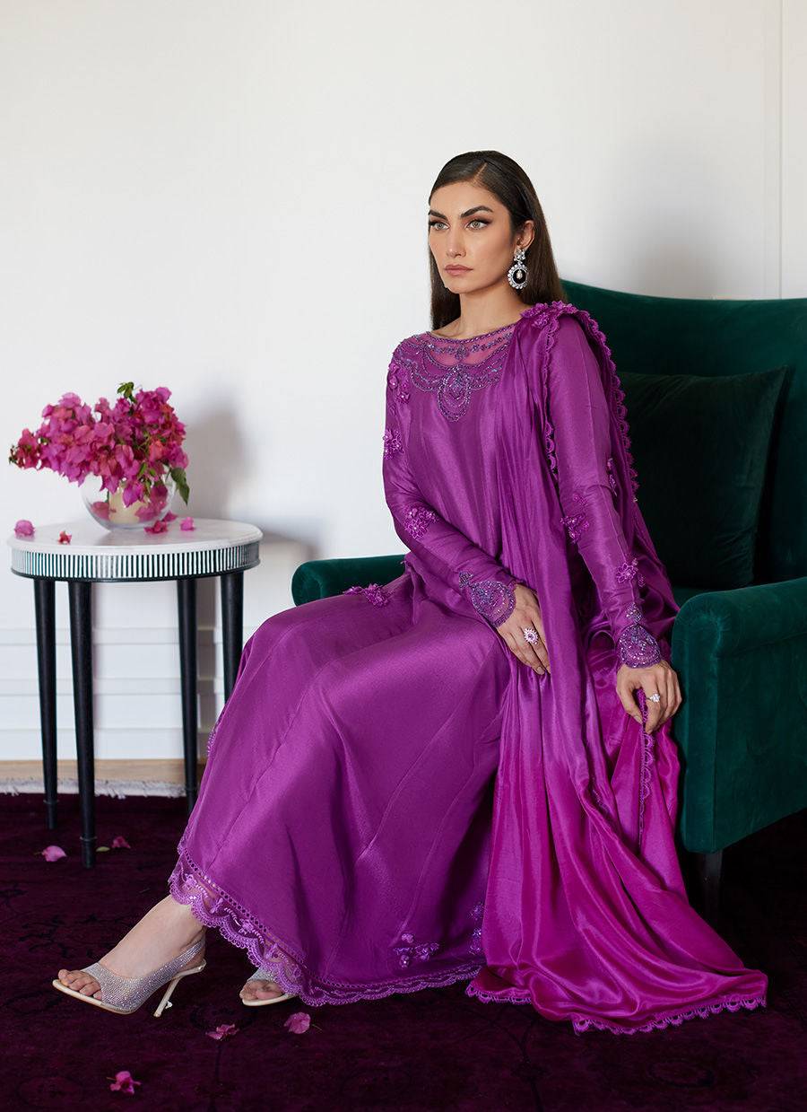 Farah Talib Aziz | Luna Eid Collection 24 | TIERRA MUTED MAGENTA - Pakistani Designer Dress - by Farah Talib Aziz | Type: Luxury - 100% Original at Saira Sultan