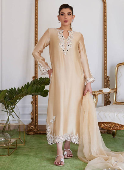 Farah Talib Aziz | Luna Eid Collection 24 | MELVINA CHAMPAGNE BEIGE - Pakistani Designer Dress - by Farah Talib Aziz | Type: Luxury - 100% Original at Saira Sultan