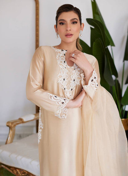 Farah Talib Aziz | Luna Eid Collection 24 | MELVINA CHAMPAGNE BEIGE - Pakistani Designer Dress - by Farah Talib Aziz | Type: Luxury - 100% Original at Saira Sultan
