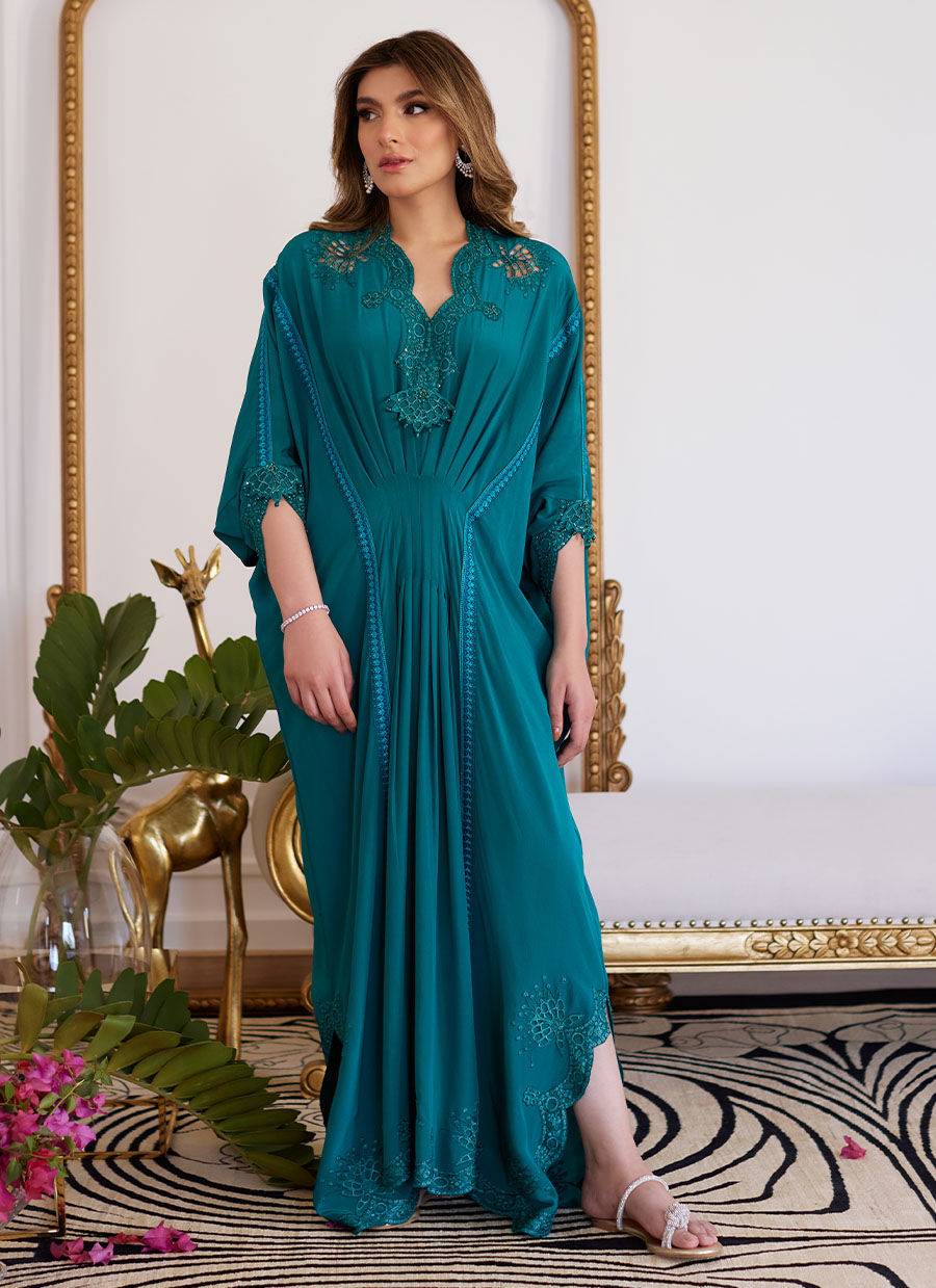 Farah Talib Aziz | Luna Eid Collection 24 | EMMELINE EMERALD CREPE - Pakistani Designer Dress - by Farah Talib Aziz | Type: Luxury - 100% Original at Saira Sultan