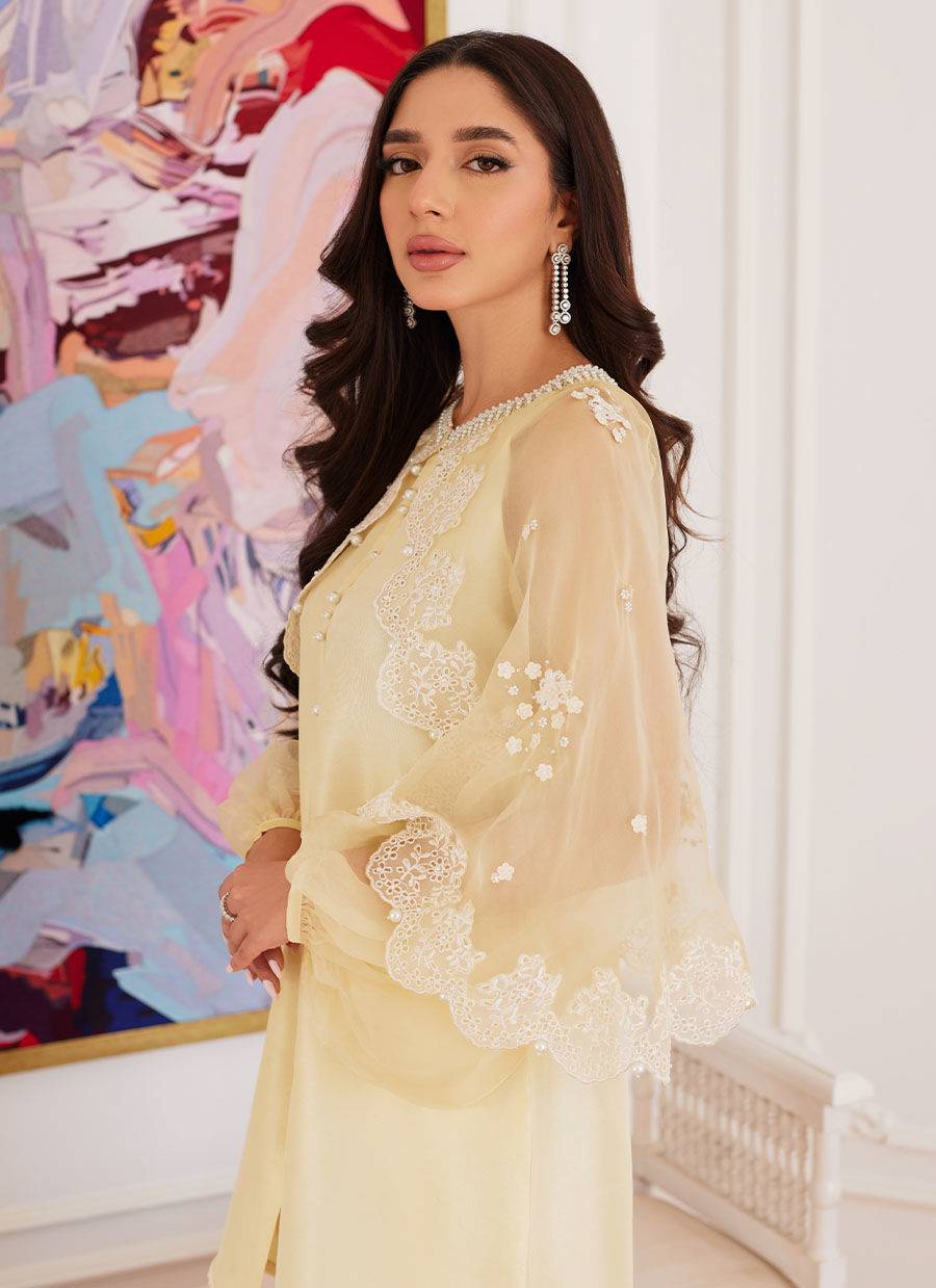 Farah Talib Aziz | Luna Eid Collection 24 | ESMERALDA PASTEL YELLOW - Pakistani Designer Dress - by Farah Talib Aziz | Type: Luxury - 100% Original at Saira Sultan