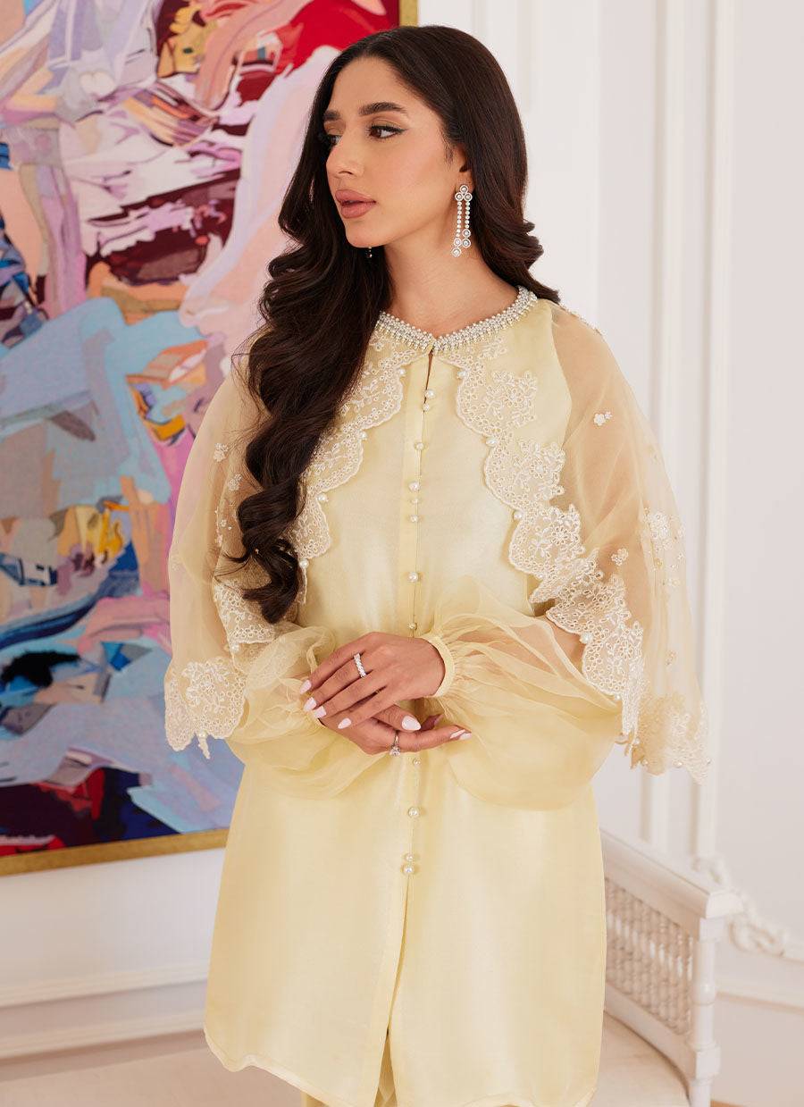 Farah Talib Aziz | Luna Eid Collection 24 | ESMERALDA PASTEL YELLOW - Pakistani Designer Dress - by Farah Talib Aziz | Type: Luxury - 100% Original at Saira Sultan