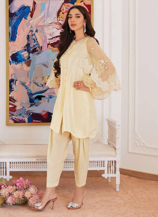 Farah Talib Aziz | Luna Eid Collection 24 | ESMERALDA PASTEL YELLOW - Pakistani Designer Dress - by Farah Talib Aziz | Type: Luxury - 100% Original at Saira Sultan