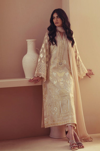 Annus Abrar | Eid Elemental Festive | Negar M Beige Chiffon