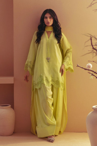 Annus Abrar | Eid Elemental Festive | Deeha XS Lemon Yellow Raw Silk