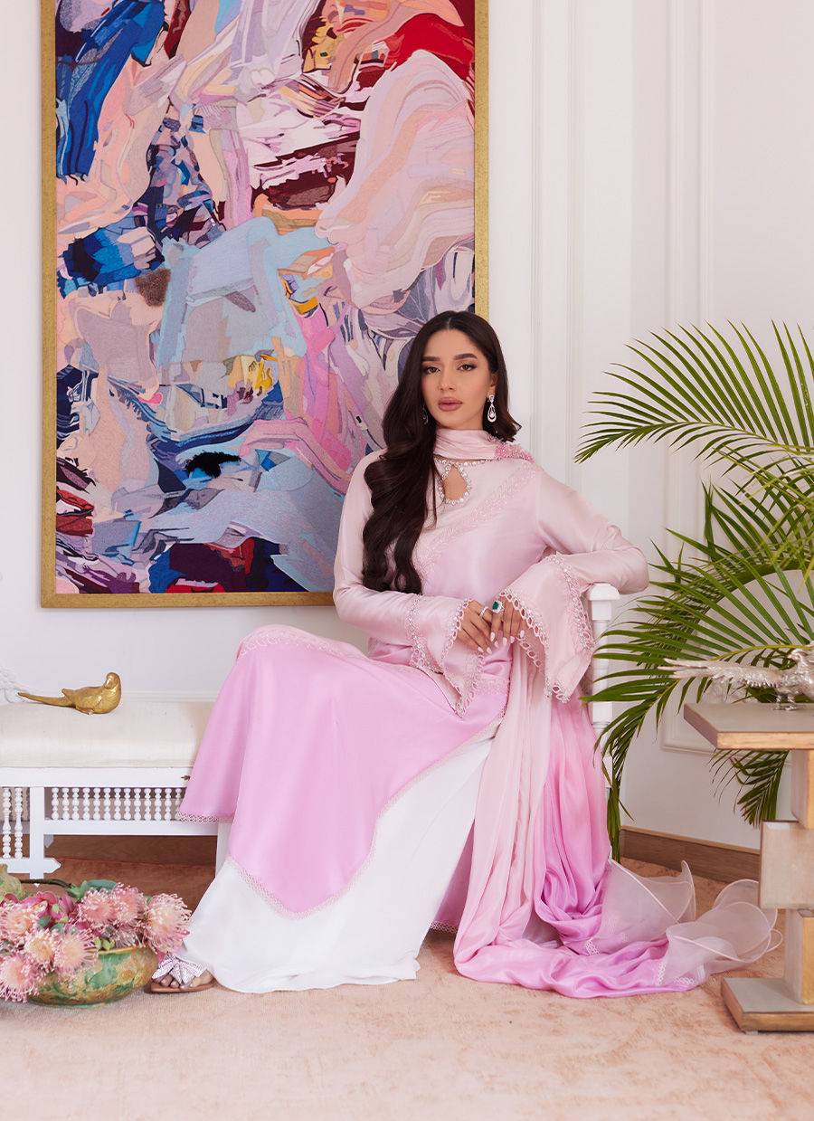 Farah Talib Aziz | Luna Eid Collection 24 | RELLIA BABY PINK - Pakistani Designer Dress - by Farah Talib Aziz | Type: Luxury - 100% Original at Saira Sultan