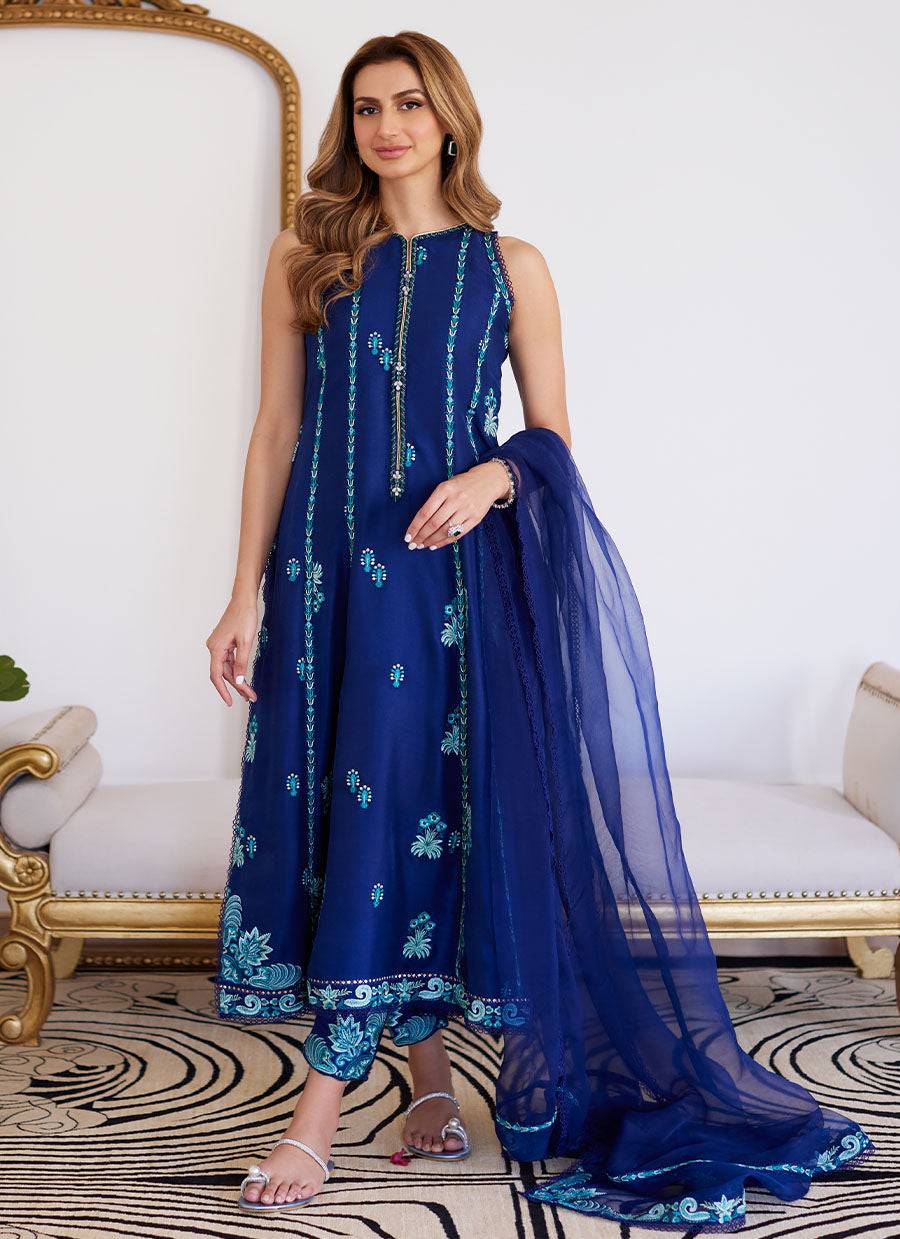 Farah Talib Aziz | Luna Eid Collection 24 | ELSYEE ROYAL BLUE - Pakistani Designer Dress - by Farah Talib Aziz | Type: Luxury - 100% Original at Saira Sultan