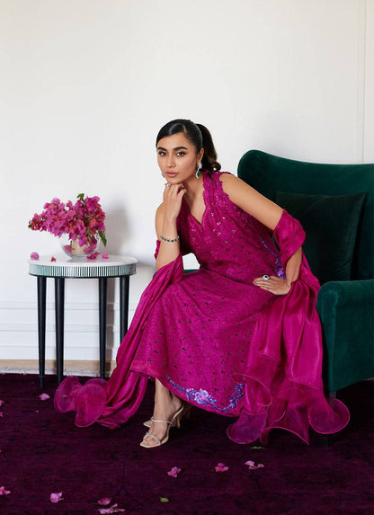 Farah Talib Aziz | Luna Eid Collection 24 | CLARIENE HOT PINK - Pakistani Designer Dress - by Farah Talib Aziz | Type: Luxury - 100% Original at Saira Sultan