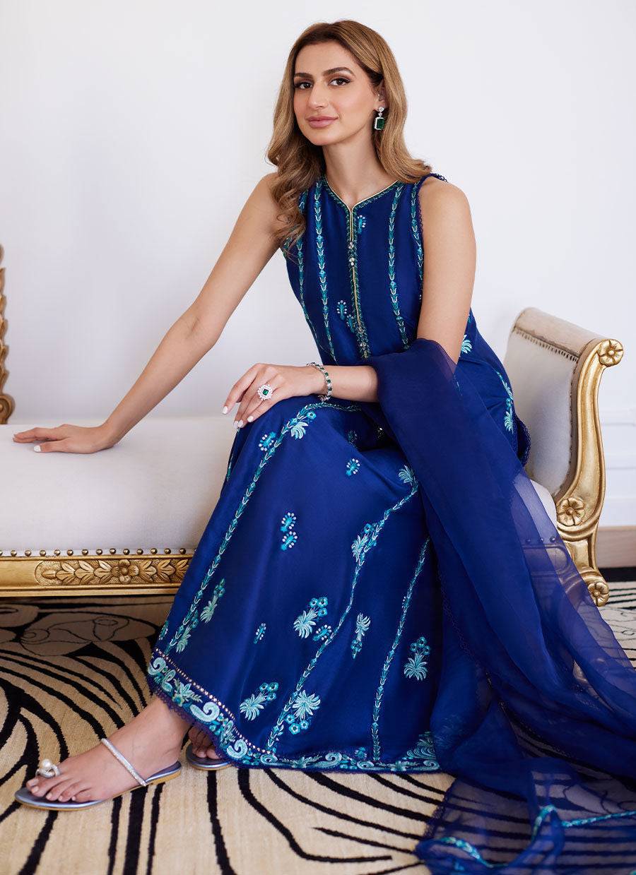 Farah Talib Aziz | Luna Eid Collection 24 | ELSYEE ROYAL BLUE - Pakistani Designer Dress - by Farah Talib Aziz | Type: Luxury - 100% Original at Saira Sultan