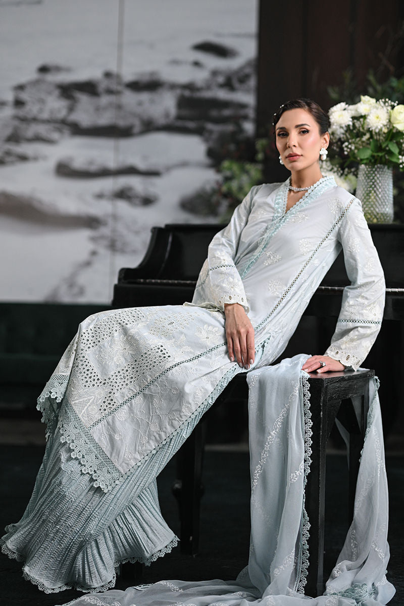 Ansab Jahangir | Knots and Bonds Ramadan Edit 25 | Lysandra XL Ice Blue Schiffli