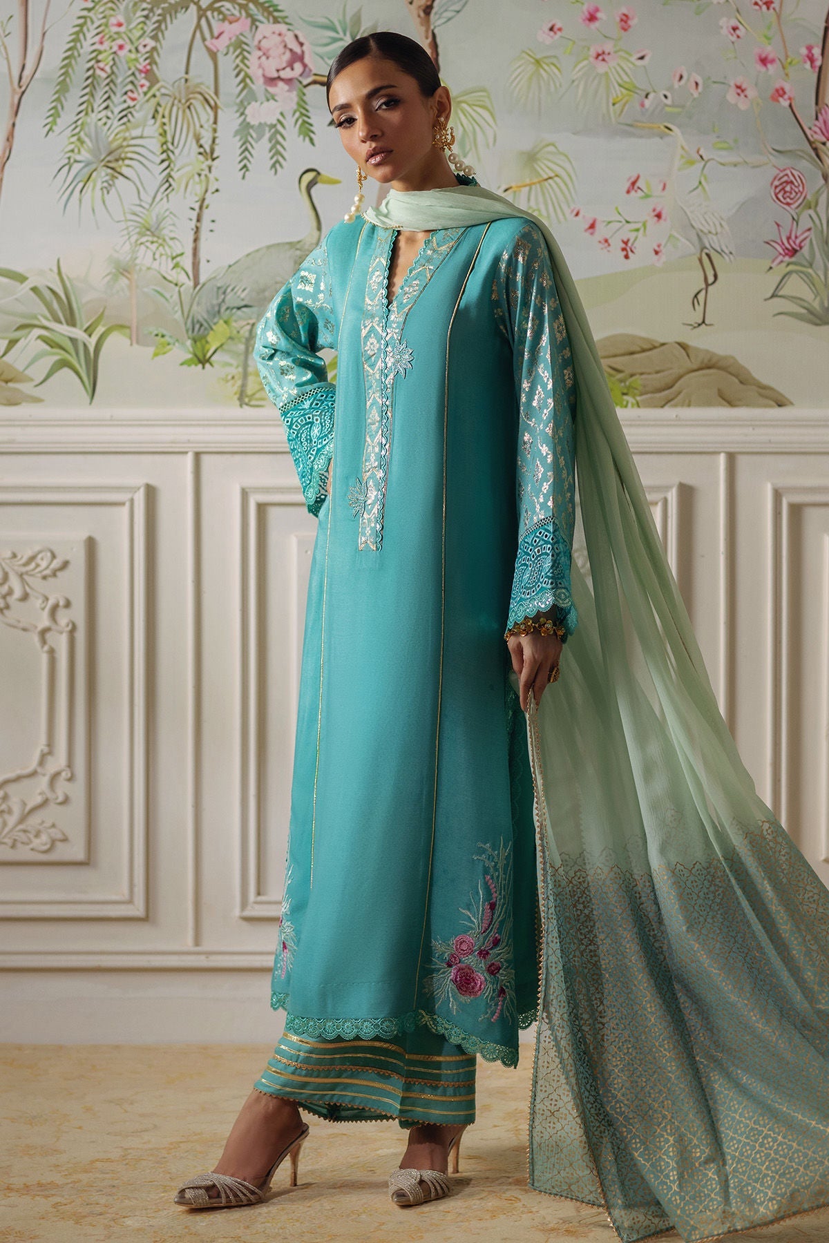 Annus Abrar | Elemental Festive | Reshaal (Shirt, Pants and Dupatta) - Pakistani Designer Dress - by Annus Abrar - Type : Ladies Clothes - 100% Original at Saira Sultan