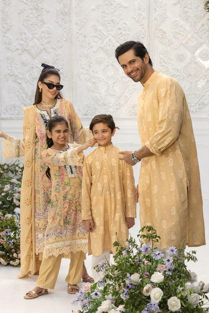 Ansab Jahangir | Wien Family Edit 25 | Laiba Custom Size Pale Yellow Lawn