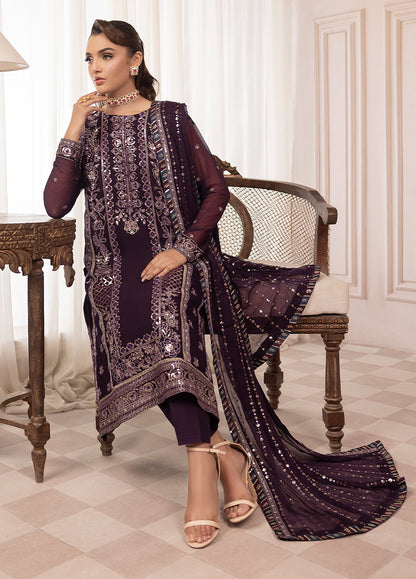 Sahane | Elyssa Festive Chiffon | CT-19006 Mure - ELYSSA Custom Size Deep Purple Chiffon