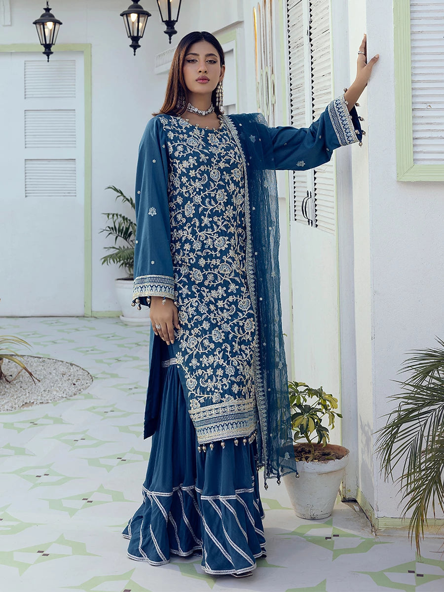 Salitex | Signature Festive Chiffon | SUNW6NO002UT L Royal Blue Cotton Silk