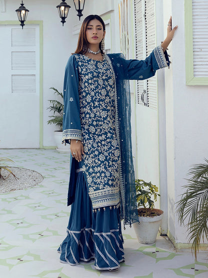 Salitex | Signature Festive Chiffon | SUNW6NO002UT L Royal Blue Cotton Silk