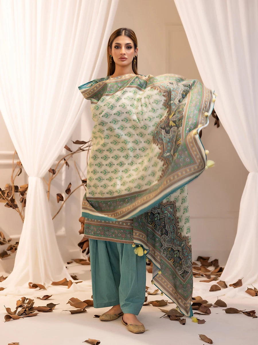 Salitex | Khaddar 24 | K-03 Custom Size Green Blue Khaddar