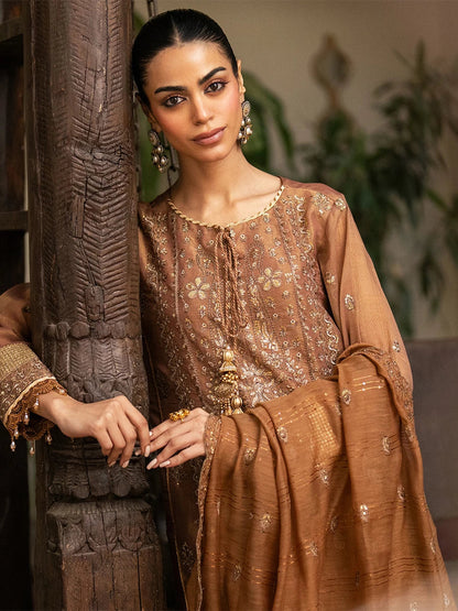 Salitex | Signature Festive Chiffon | SUNW6JI044UT L Brown Khaddi Net
