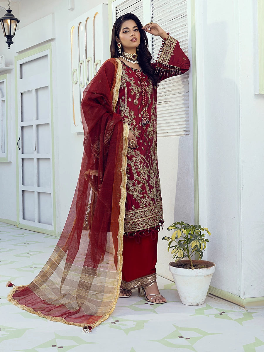 Salitex | Signature Festive Chiffon | SUNW6NO008UT L Red Cotton Silk