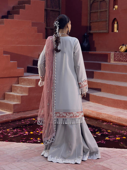 Salitex | Signature Festive Chiffon | SUNW6JI014UT S Light Gray Zari
