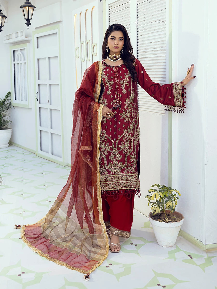 Salitex | Signature Festive Chiffon | SUNW6NO008UT XS Red Cotton Silk
