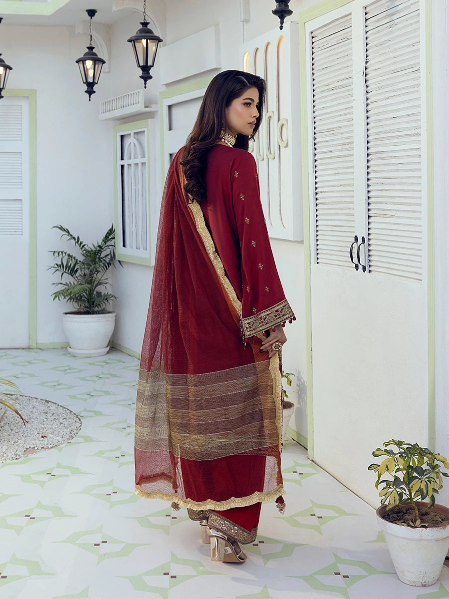 Salitex | Signature Festive Chiffon | SUNW6NO008UT S Red Cotton Silk