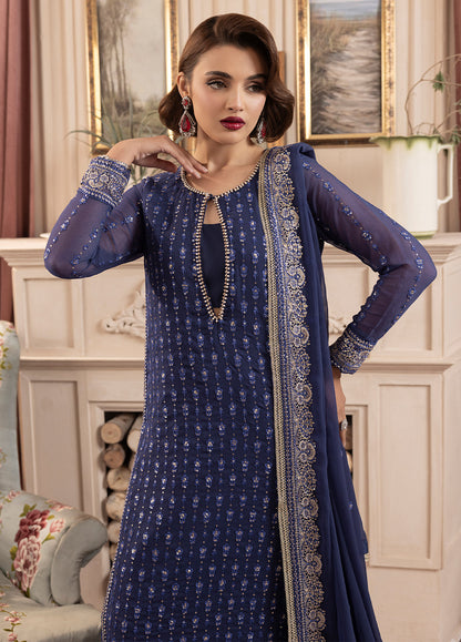 Sahane | Elyssa Festive Chiffon | CT-19002 Elle - ELYSSA M Navy Blue Chiffon