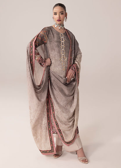 Sahane | Suay Silk Handwork Edit | CT-15008 CLARA - SUAY Custom Size Gray Silk