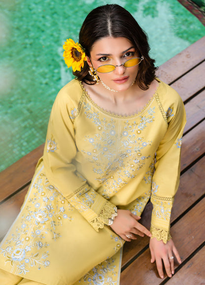 Sahane | Lovent Embroidered Pret 25 | ME23006 Corina L Lime Yellow Lawn