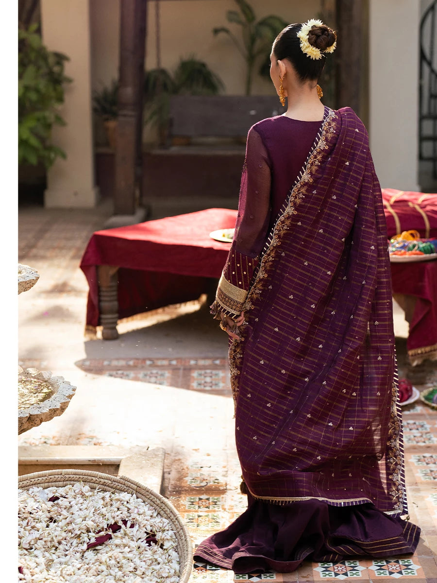 Salitex | Signature Festive Chiffon | SUNW6JI040UT XL Plum Zari