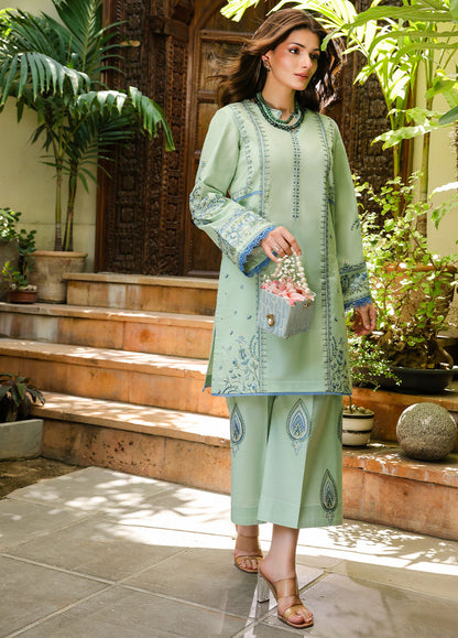Sahane | Lovent Embroidered Pret 25 | ME23003 Zoe S Sea Green Lawn