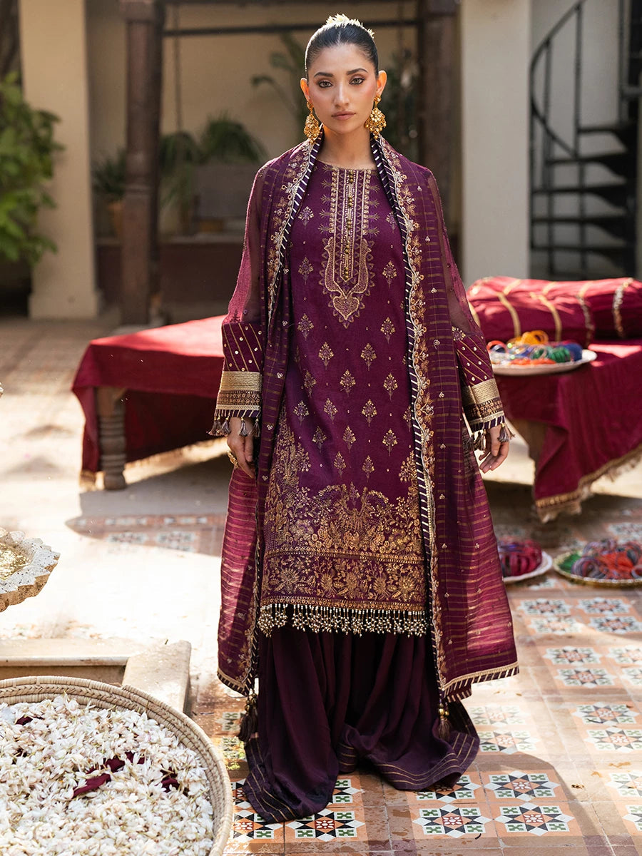 Salitex | Signature Festive Chiffon | SUNW6JI040UT L Plum Zari