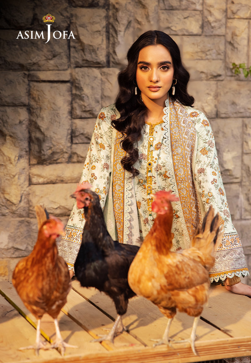 Asim Jofa | Prints Drop 2 |AJUBJ-52 L Mint Gray Lawn