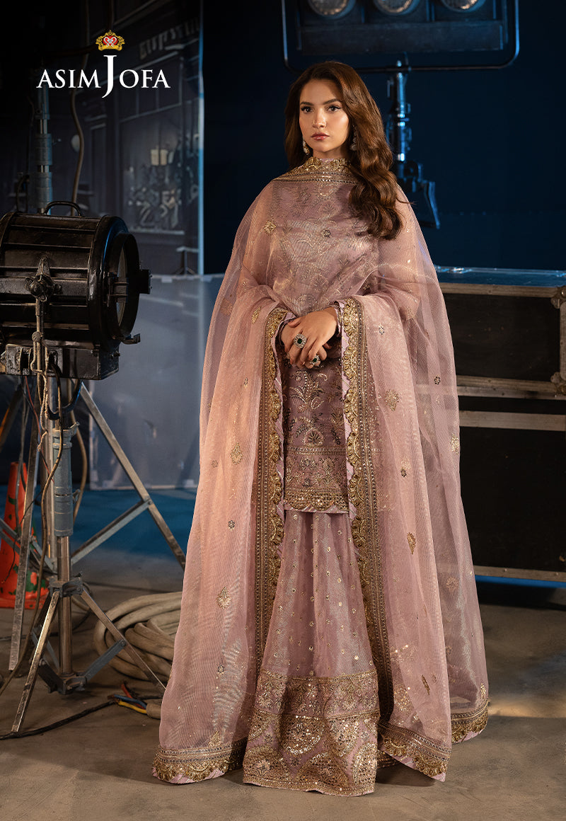 Asim Jofa | Luxury Festive Rejoice | AJLFF-18 Custom Size Lilac Zari Check Net