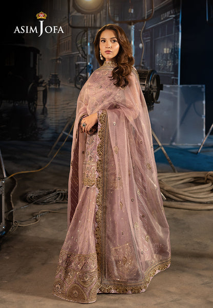 Asim Jofa | Luxury Festive Rejoice | AJLFF-18 XL Lilac Zari Check Net