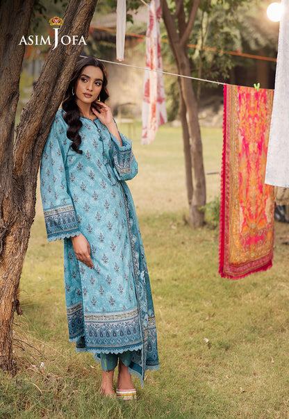 Asim Jofa | Prints Drop 2 | AJUBJ-46 XL Sky Blue Lawn
