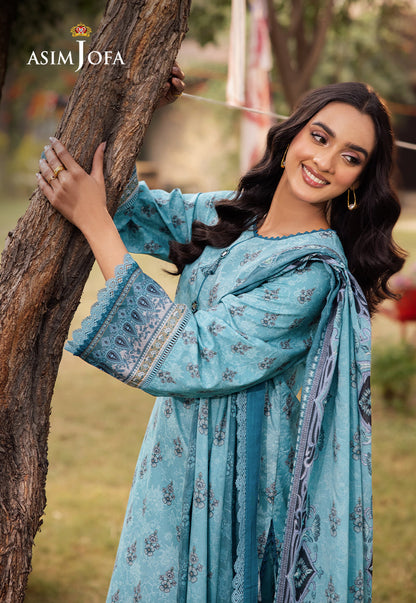 Asim Jofa | Prints Drop 2 | AJUBJ-46 L Sky Blue Lawn