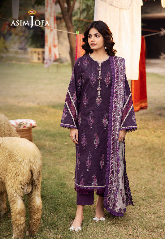 Asim Jofa | Prints Drop 2 | AJUBJ-27 XS Dark Purple Lawn