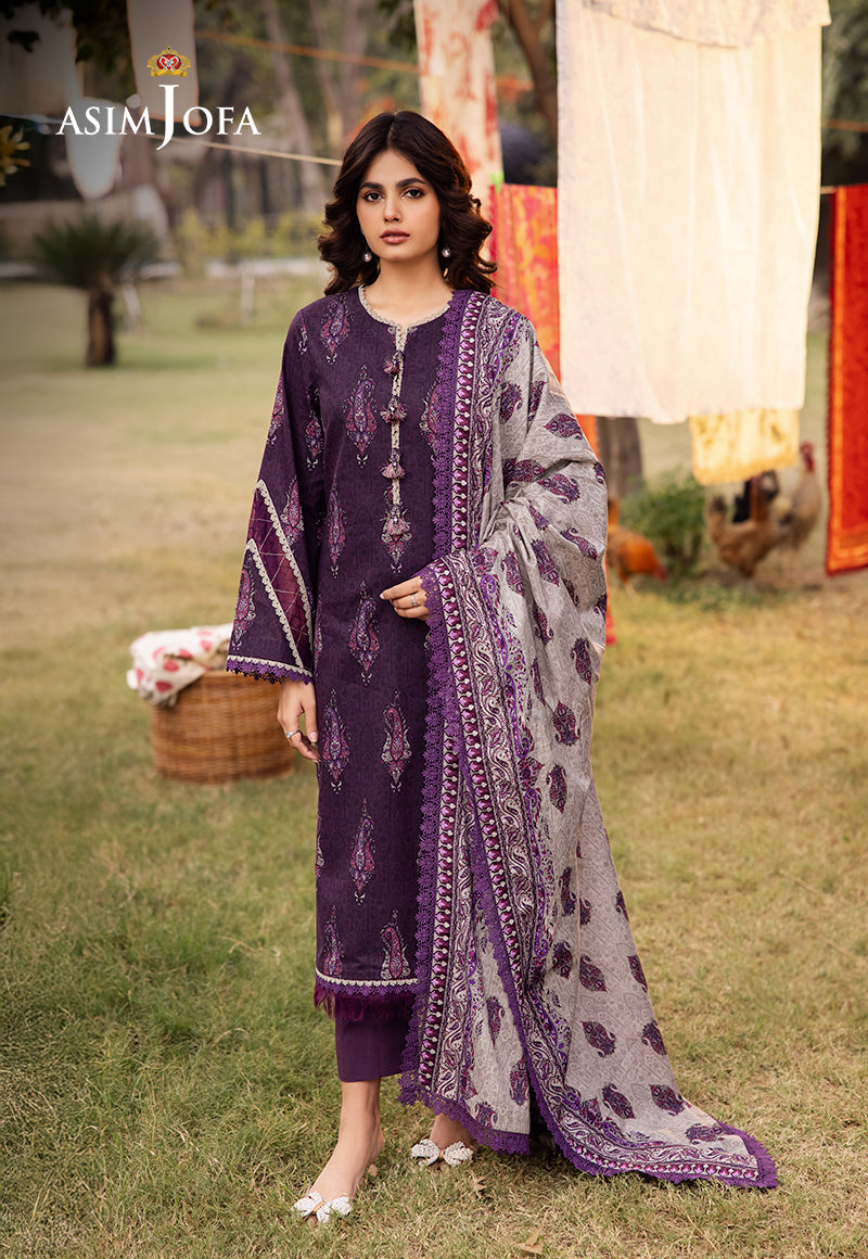 Asim Jofa | Prints Drop 2 | AJUBJ-27 XL Dark Purple Lawn