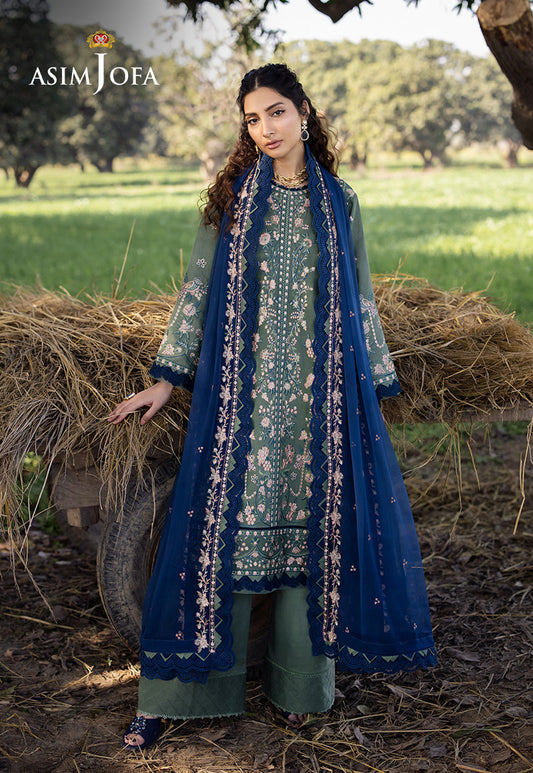 Asim Jofa | Luxury Lawn 25 | AJELL-14 XS Eucalyptus Green Lawn