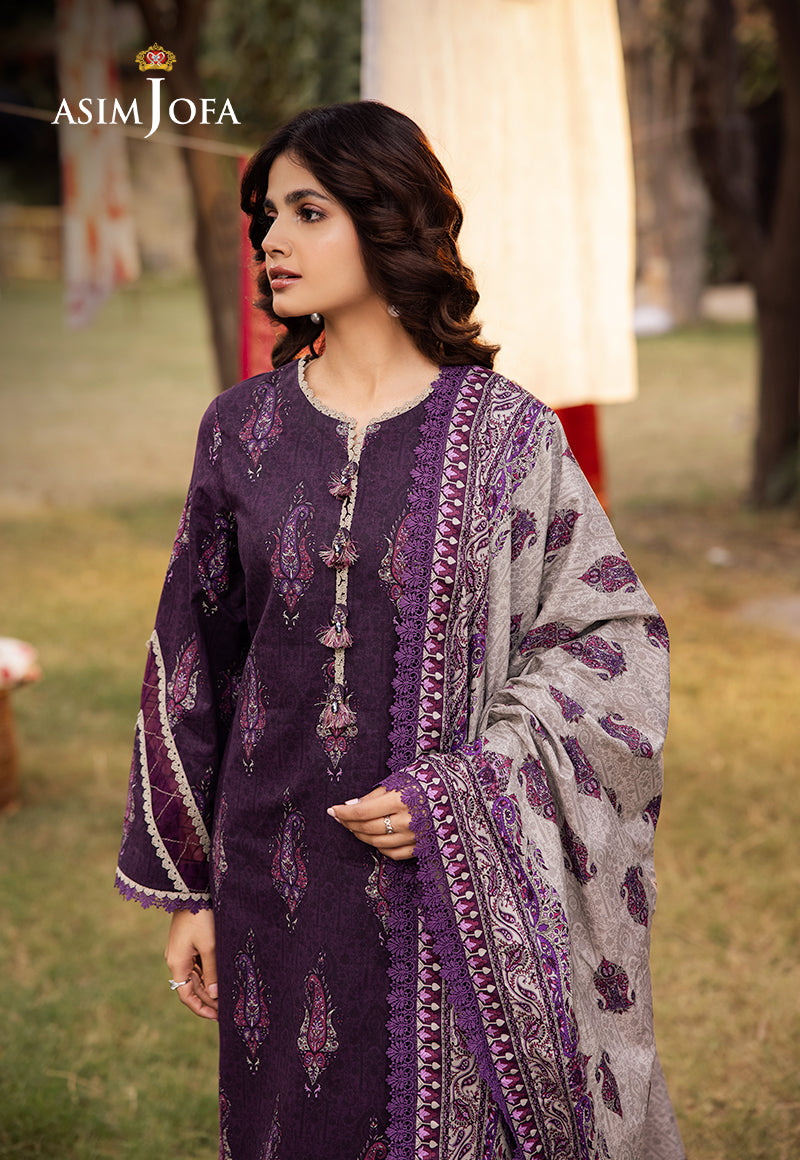 Asim Jofa | Prints Drop 2 | AJUBJ-27 M Dark Purple Lawn
