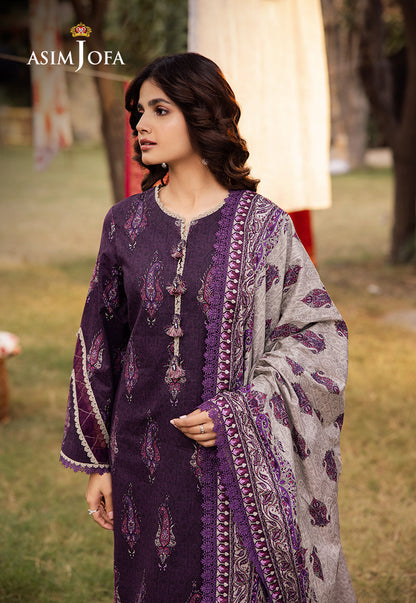 Asim Jofa | Prints Drop 2 | AJUBJ-27 M Dark Purple Lawn