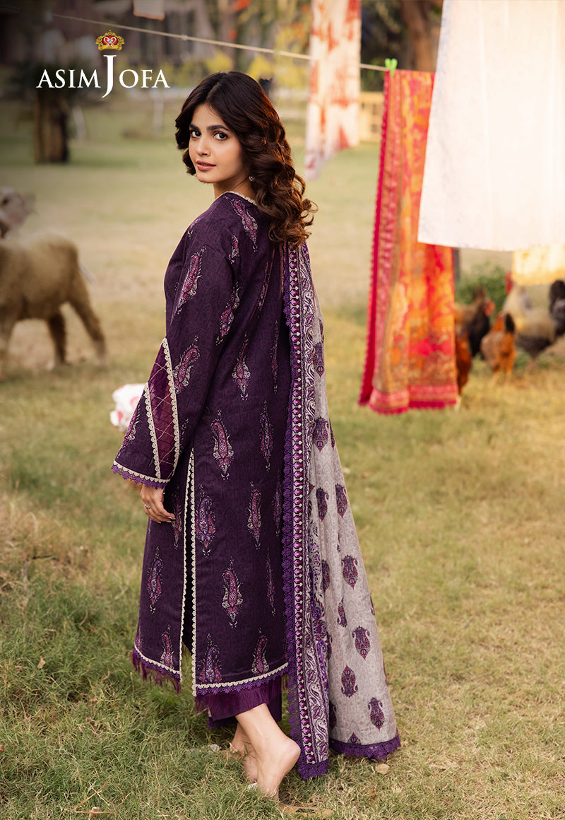 Asim Jofa | Prints Drop 2 | AJUBJ-27 S Dark Purple Lawn